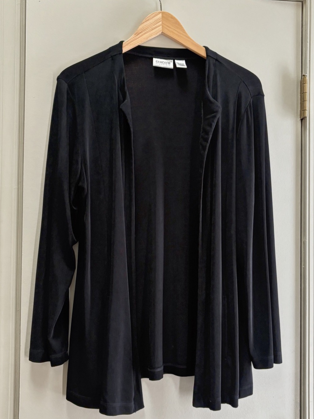 Chico's Travelers Black Open Drape Cardigan Jacket